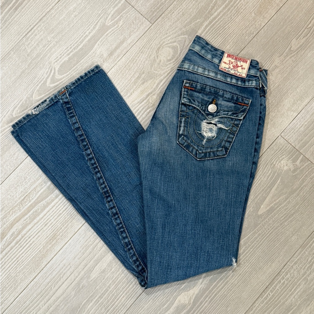 True Religion Blue Flare Wide Leg Jeans